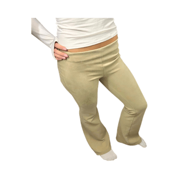Beige suede flared pants