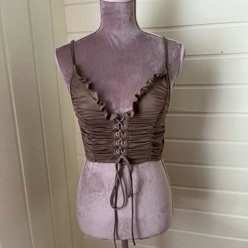Brown ruched crop top