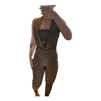 Khaki halter neck jumpsuit