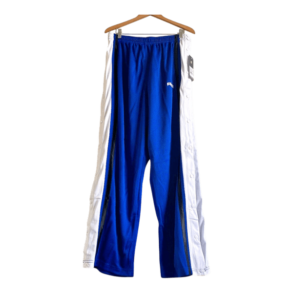 AND1 Basketball Snap Pants XL Blue White Team Shooting Pants Y2K Deadstock Rare
