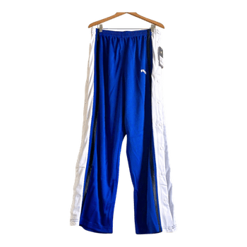 AND1 Basketball Snap Pants XL Blue White Team Shooting Pants Y2K Deadstock Rare