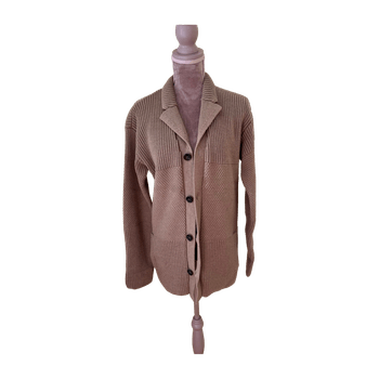Beige knitted cardigan sweater