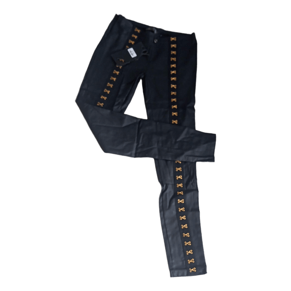 KouCla Lederlook Hose mit Deko Hakenin