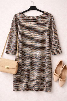 Multicolor patterned knitted dress