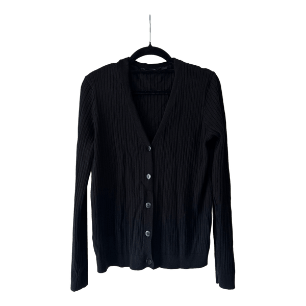 Black ribbed buttoned cardigan