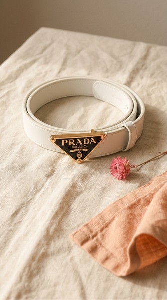 Baltas odinis Prada diržas