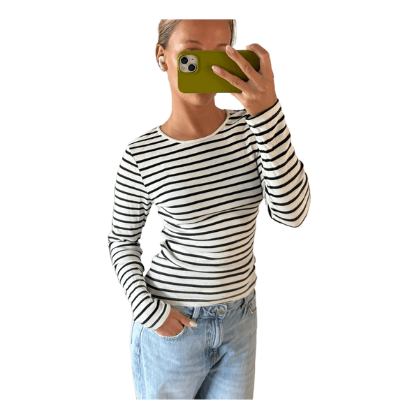 Stribet langærmet bluse