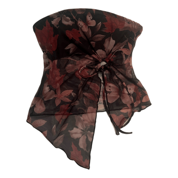 Floral mesh tube top