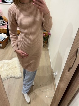 Pink ribbed knit sweater