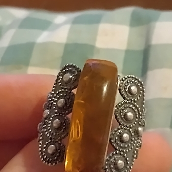 Vintage sterling silver amber ring
