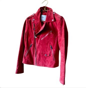 Red suede biker jacket