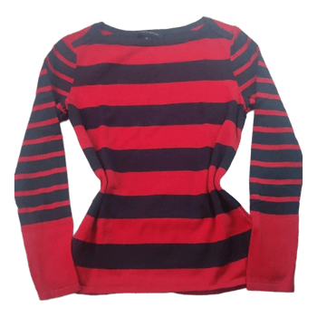 Tommy Hilfiger Raidallinen Pitkähihainen Paita - Punainen/Tummansininen - S/XS