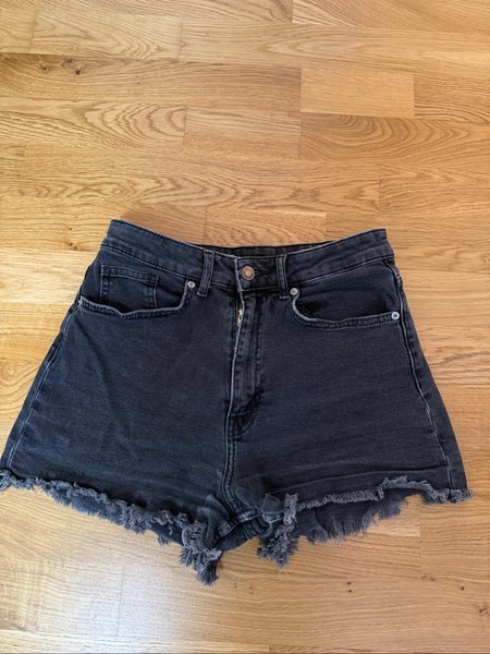 Black denim shorts
