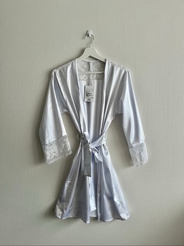 White lace trim robe