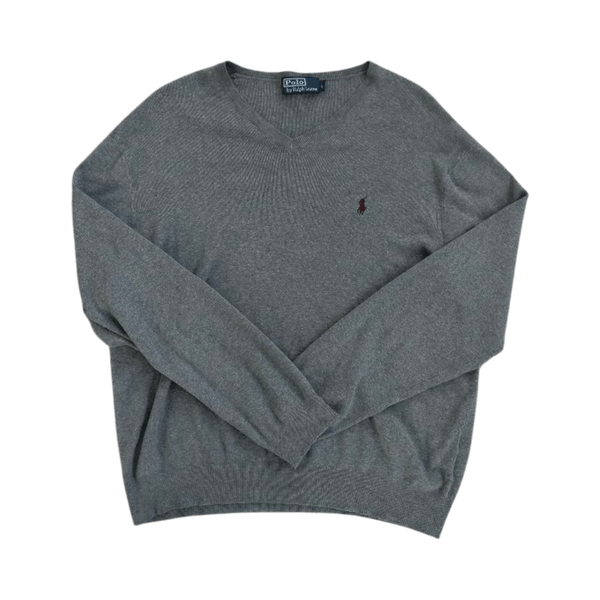 Ralph Lauren harmaa v‑neck villapaita (L)