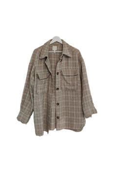 beige plaid shacket jacket