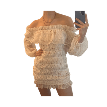 valkoinen off-shoulder mekko