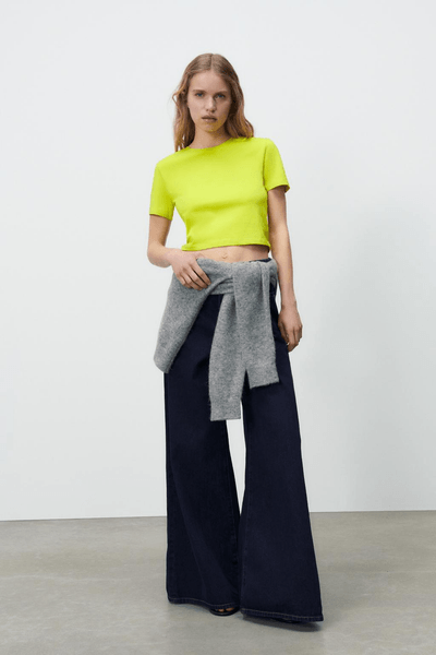 Fluorescent Lime Cropped T-Shirt