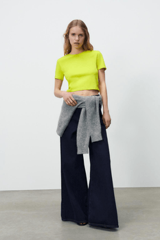 Fluorescent Lime Cropped T-Shirt