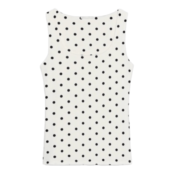Hvid prikket tanktop