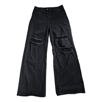 Black distressed wide leg jeans
