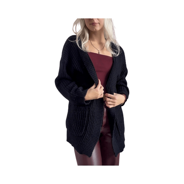 Black ribbed knit cardigan