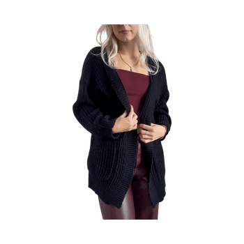 Black ribbed knit cardigan
