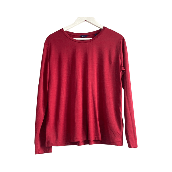 GANT Dark Red Lyocell Long Sleeve T-Shirt – Size M