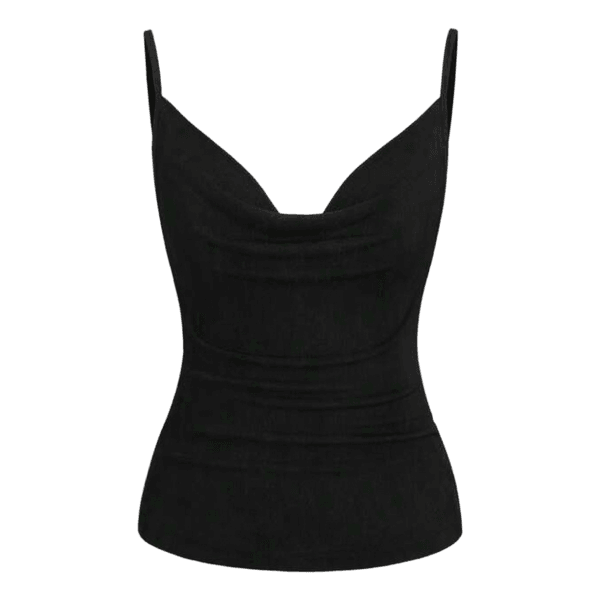 Sort draperet top