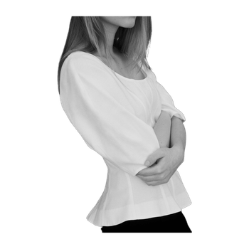 White deep cut blouse