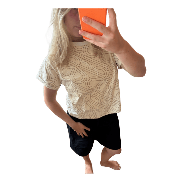 Mønstret beige t-shirt