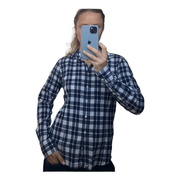 Blåternet langærmet skjorte