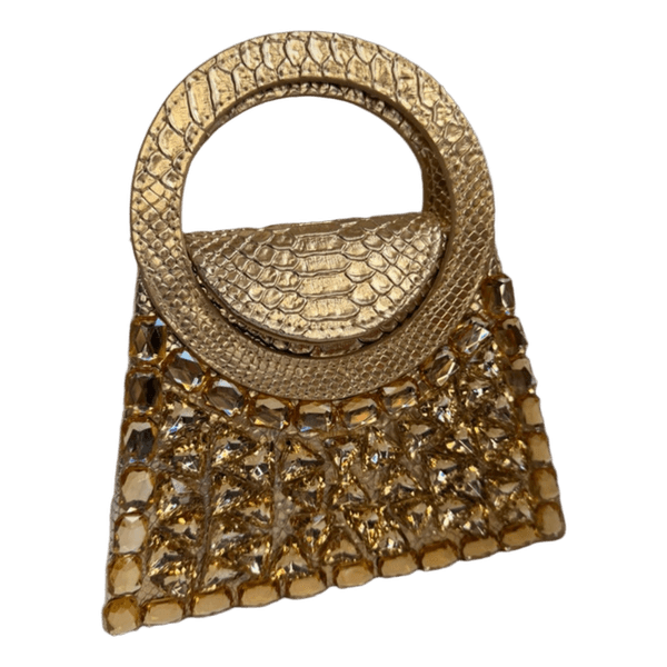 Gold crystal handbag
