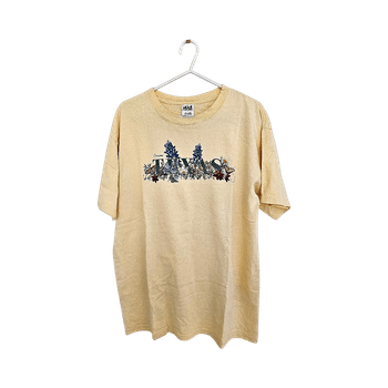 Butter yellow cotton printed t-shirt
