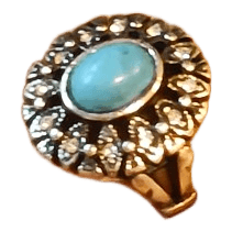 Silver tone turquoise ring size 7cm