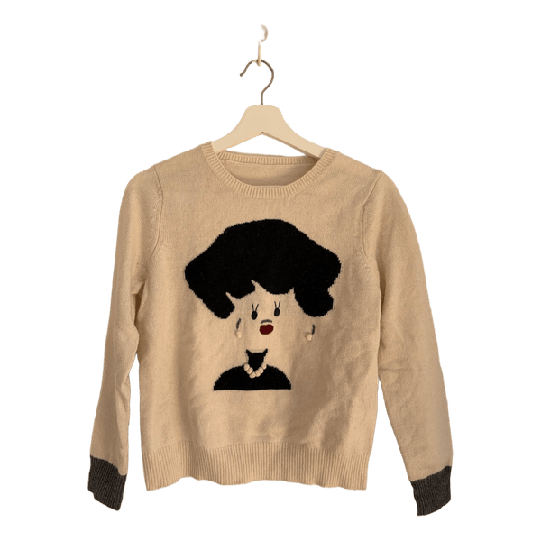 Cream graphic knit jumper