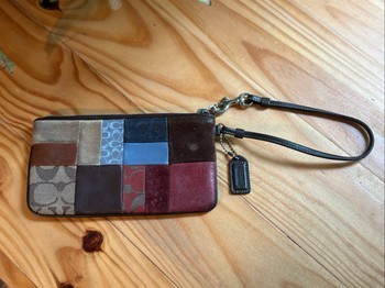 Vintage Coach Patchwork Wristlet Wallet Y2K Suede Leather Signature Canvas