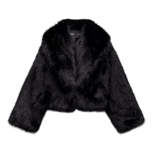 Black faux fur jacket