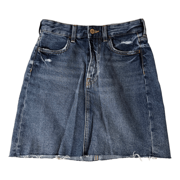 Blue denim mini skirt