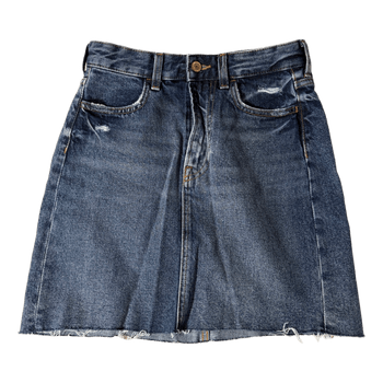 Blue denim mini skirt