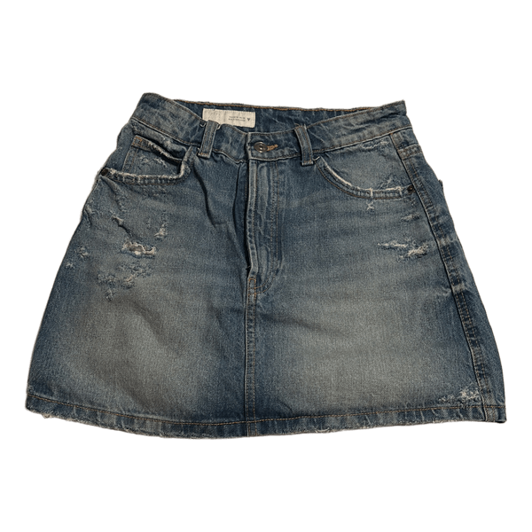 Blå denim mininederdel