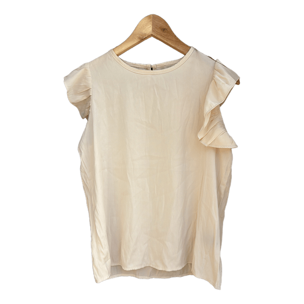 Beige top med flæser