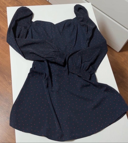 Navy polka dot dress size M