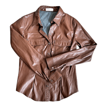 Brown faux leather shirt