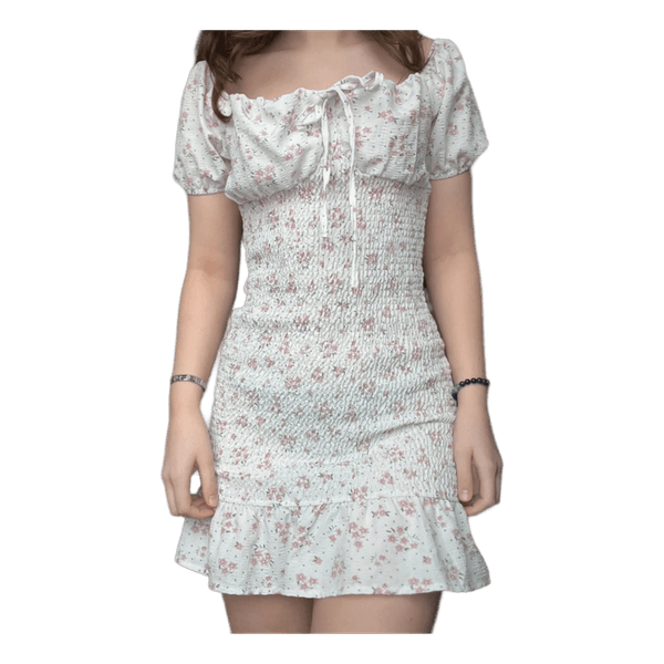 Floral shirred mini dress