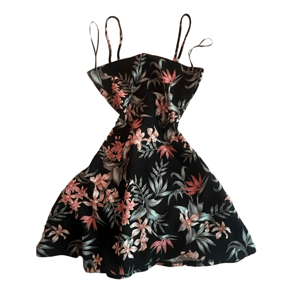Black floral mini dress