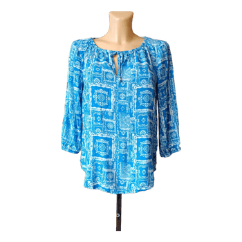 Blue patterned viscose blouse
