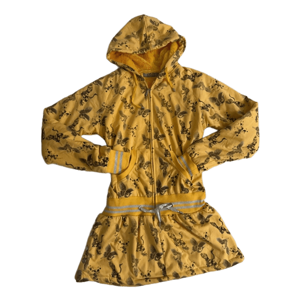 Yellow printed hooded dress XL/XXL