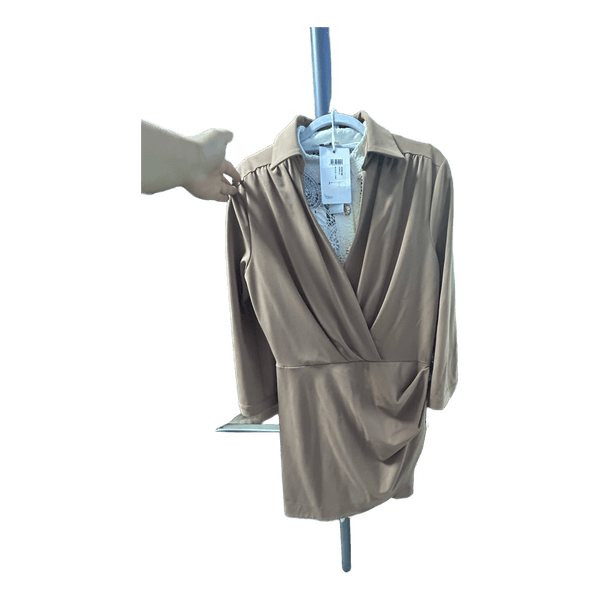 Beige wrap mini dress