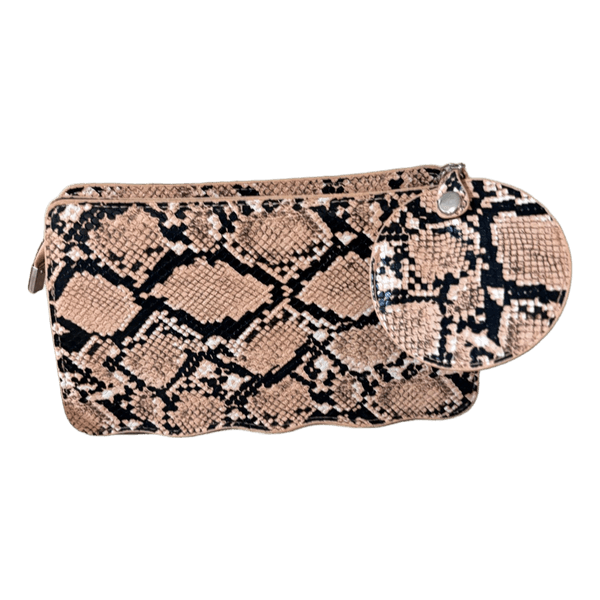Snake print crossbody handbag